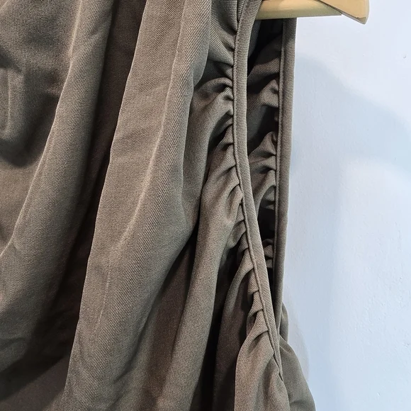 PLT Label Dark Taupe Tailored Extreme Ruched Asymmetric Top Size 12 - Picture 7 of 16